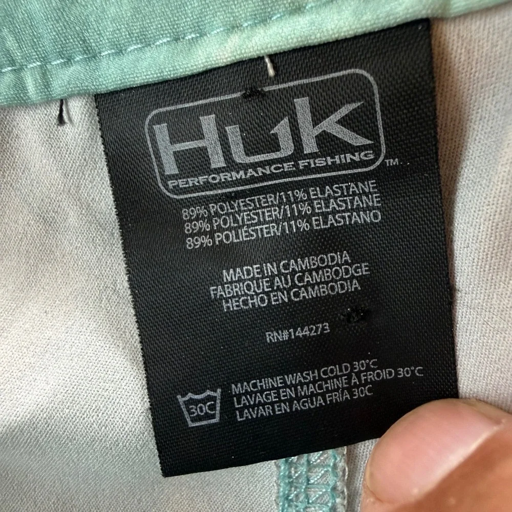 Huk Mens Mossy Oak Fracture Camo Fishing Board Shorts Aqua Grey H2000138 Size 36
